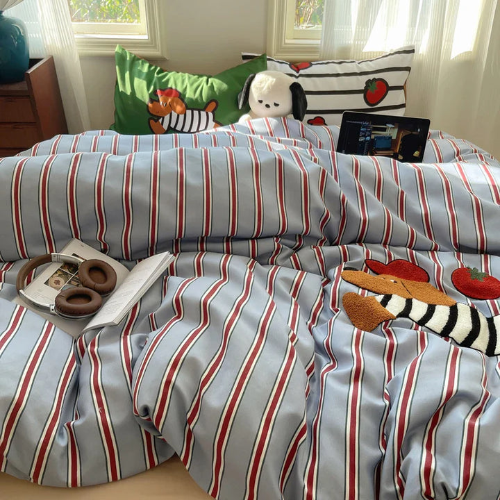 Rynx | Cartoon Playing Cards Embroidered Bedding Set Duvet Cover Bed Linen Bedspread Pillowcases Bed Sheets Duvet Sets for Girls