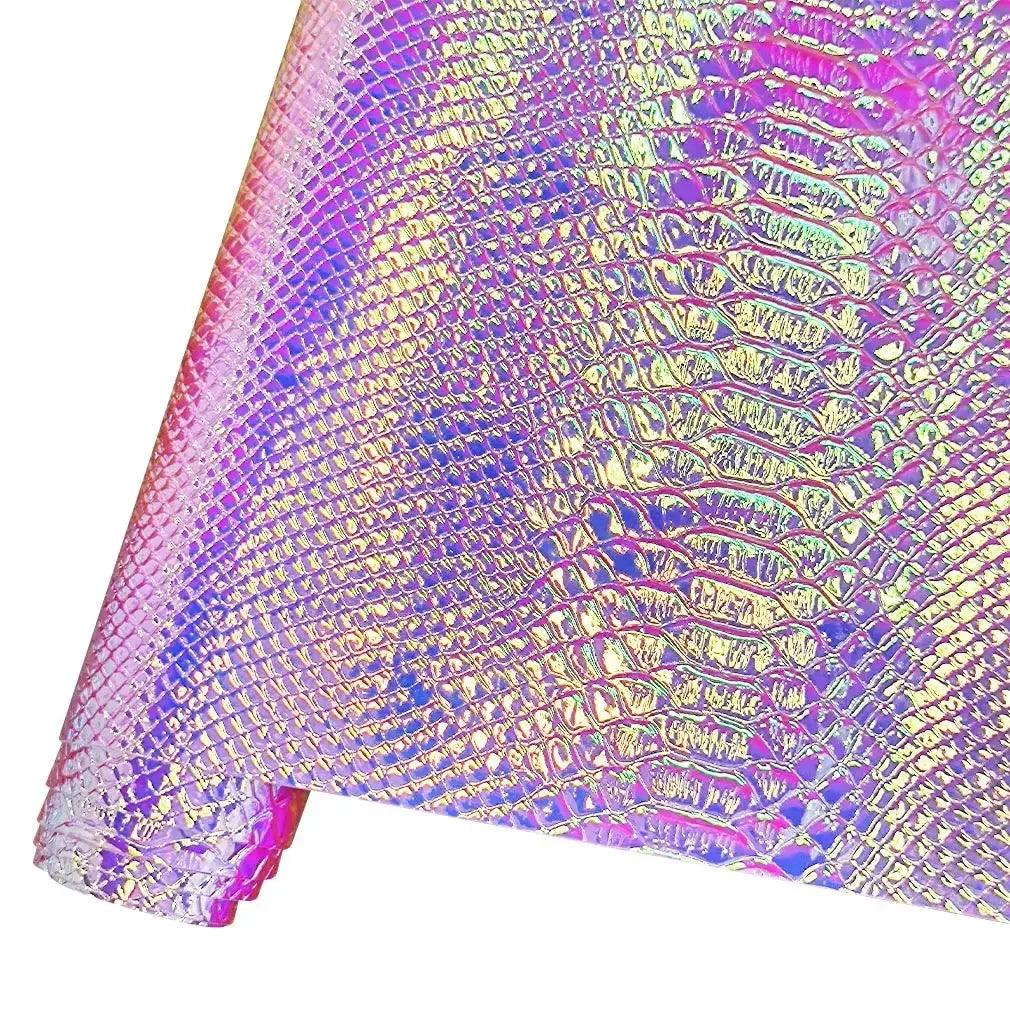Lisslune | Iridescent Holographic Snake Skin PU Leather Craft Roll for Creative DIY Adventures