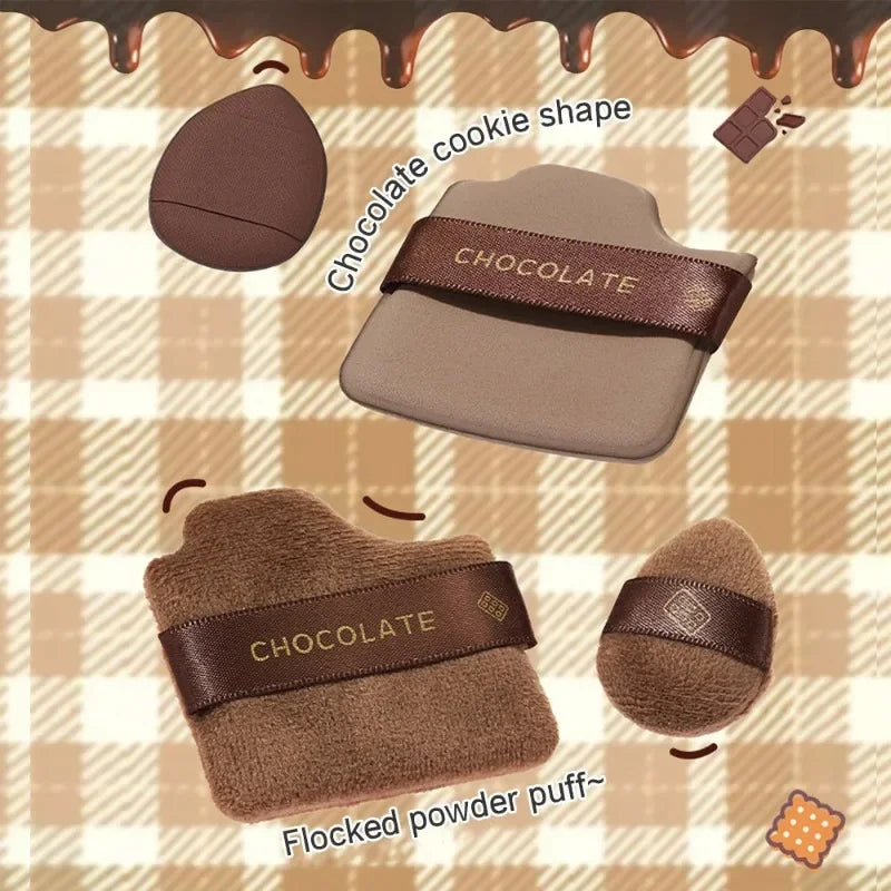Rynx | 6 PCS Chocolate Makeup Sponge Set Cosmetic Puffs Powder Puff Set Soft Wet and Dry Air Cushion Puff Beauty Makeup Tools