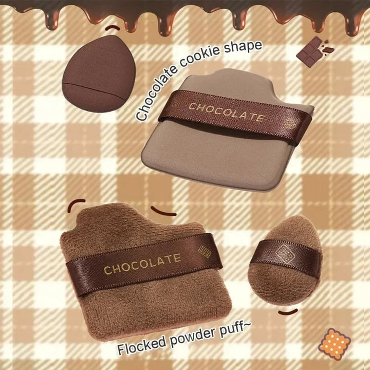 Rynx | 6 PCS Chocolate Makeup Sponge Set Cosmetic Puffs Powder Puff Set Soft Wet and Dry Air Cushion Puff Beauty Makeup Tools