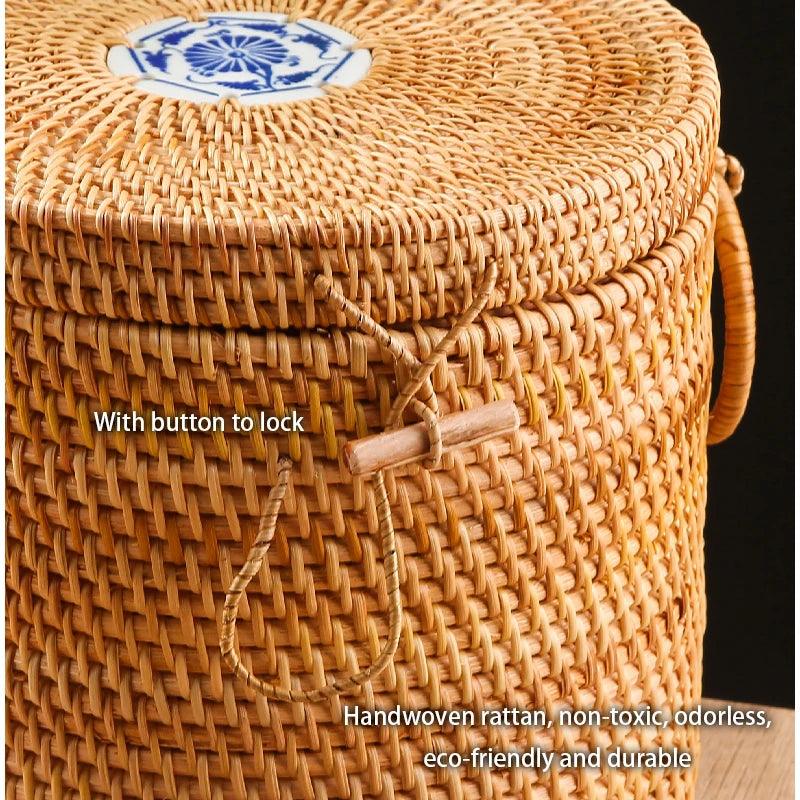 Lisslune | Elegant handwoven rattan tea box: The perfect organizer for tea lovers