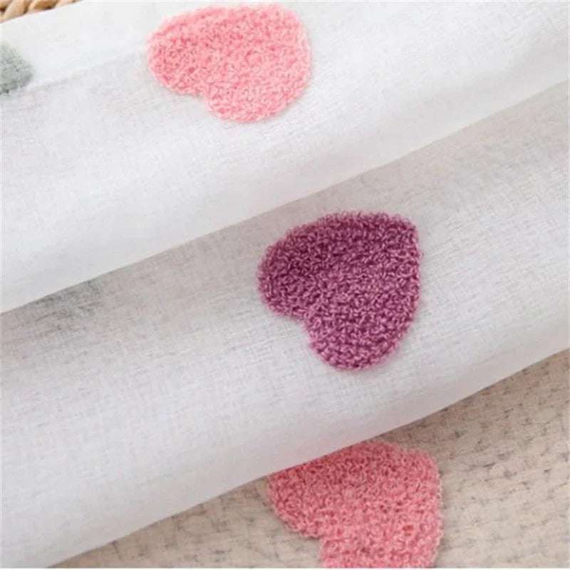 Rynx | Lovely Cartoon 3D Pink Heart Embroidery Tulle For Girls Bedroom Sweet Loving Transparent Curtains For Kids Living Room Custom Made Curtains