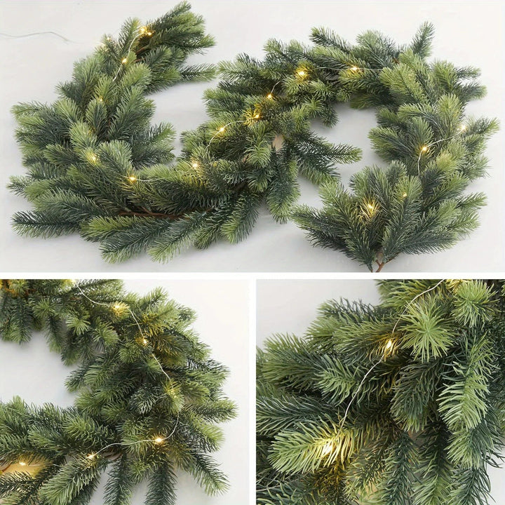 Rynx Christmas Wreath 74.8 Inches - Artificial Fir Wreath with LED Lights Versatile Holiday Decoration for Indoor/Outdoor Use