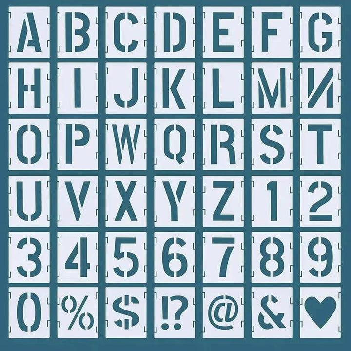 Lisslune | Versatile 42-piece Steckalphabet and number stencil set for creative DIY art on any surface
