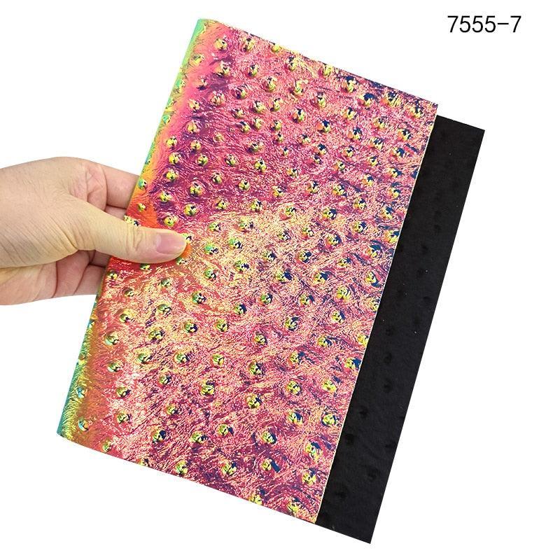 Lisslune | Iridescent holographic synthetic leather craft sheet with snakeskin embossing