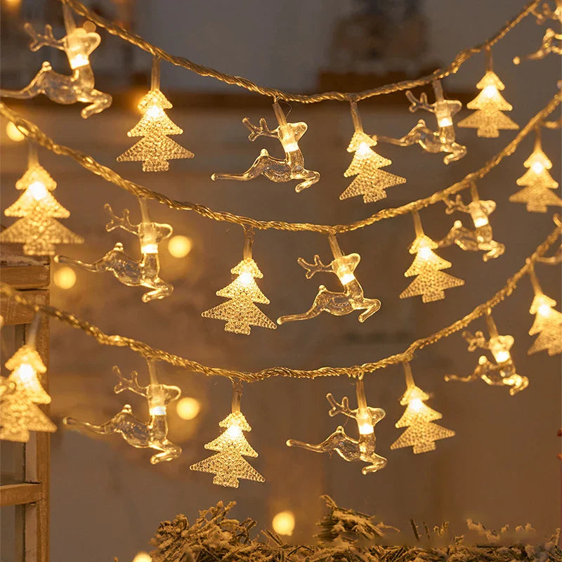 Rynx | LED Snowflake String Lights Star String Lights Battery Operated Xmas Tree Moose Decorative Garland Party Wedding New Year Decoration