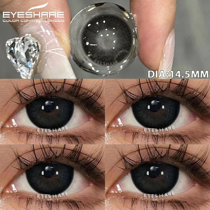 Rynx | 1 Pair colored contact lenses for eyes Black lenses Cosmetic large eye lenses Gray pupil lenses Yearly Natural eye contacts