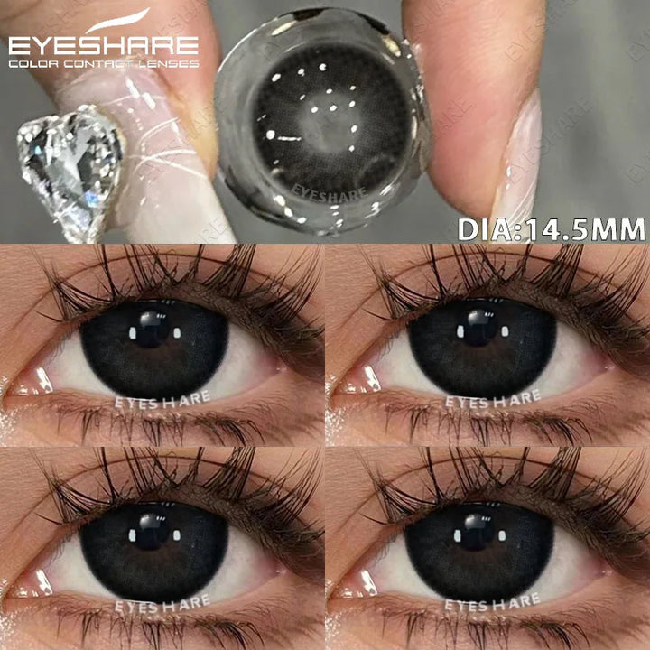Rynx | 1 Pair colored contact lenses for eyes Black lenses Cosmetic large eye lenses Gray pupil lenses Yearly Natural eye contacts