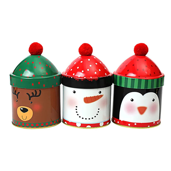 Rynx Christmas Candy Storage Box Can Metal Jar Biscuit Packaging Box Christmas Party Decoration Accessories New Year Children's Gift