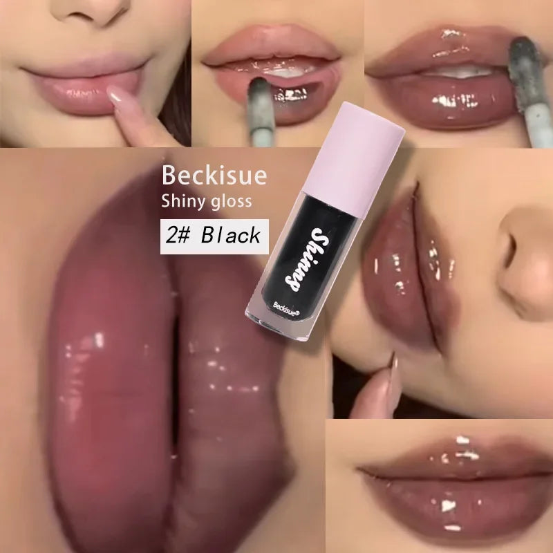 Rynx | Jelly Black Lip Oil Water Gloss Mirror Lip Glaze Moisturizing Translucent Lipstick Wrinkle Brightening Clear Lip Color Volumizing