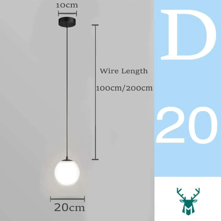 Lisslune | Mid-Century Modern Glass Ball Pendant Light
