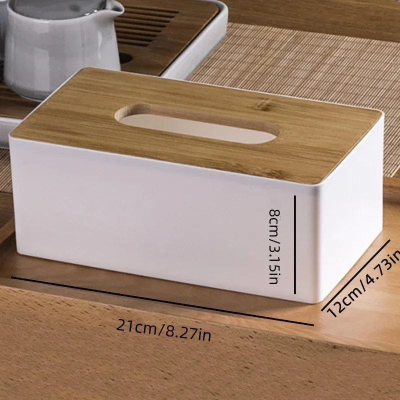 Rynx | Wood Element Box Thickened Box Office Household Paper Storage Box Elegant Car Tissue Holder Towel Dispenser Desk Decoration