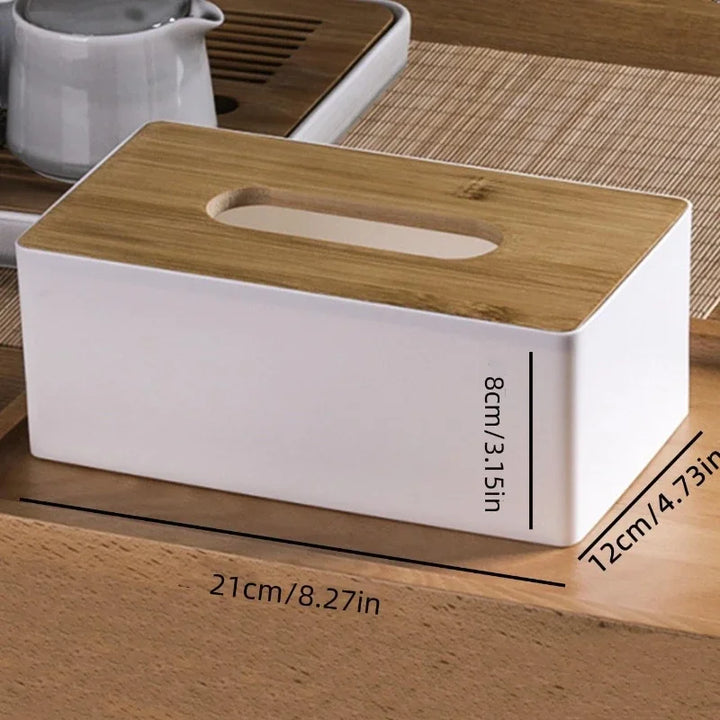 Rynx | Wood Element Box Thickened Box Office Household Paper Storage Box Elegant Car Tissue Holder Towel Dispenser Desk Decoration