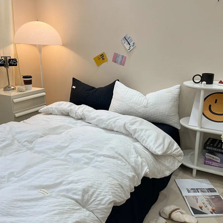 Rynx | INS Solid Color Bedding Comforter Sets Duvet Cover Bed Sheet Set Pillowcases Bedding Linens Set Queen/King Bed bedspreads