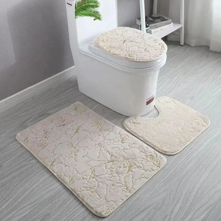 Lisslune | Gold Toilet Seat Cover and Bathroom Mat Set Non-Slip