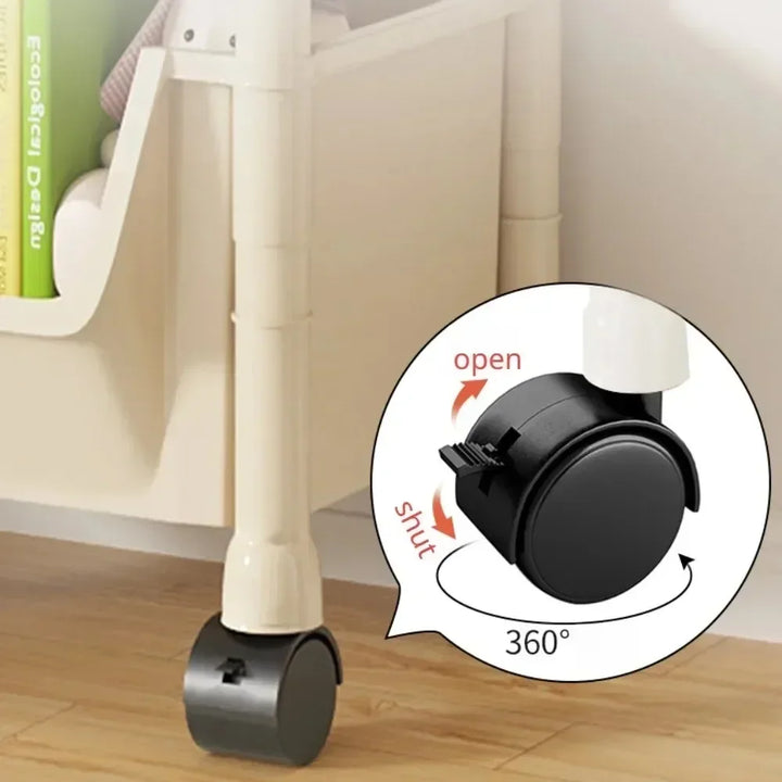 Rynx | Trolley Bookshelf Kitchen Storage Rack Kitchen Corner Cabinet Narrow Slot Storage Cabinet Bathroom Living Room Home Organizer