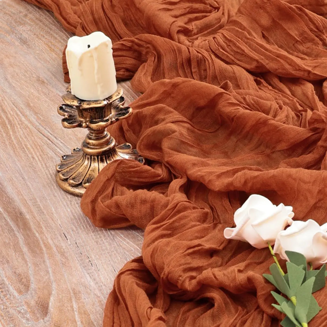 Rynx | Semi-transparent cheesecloth table runner for weddings, sage green Elegant country house decoration, Perfect for birthday parties Banquets arches Cake decor