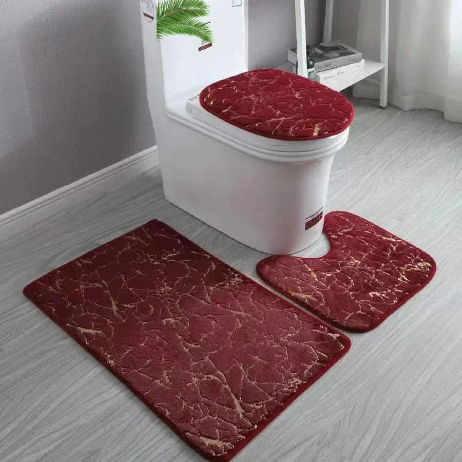 Lisslune | Gold Toilet Seat Cover and Bathroom Mat Set Non-Slip