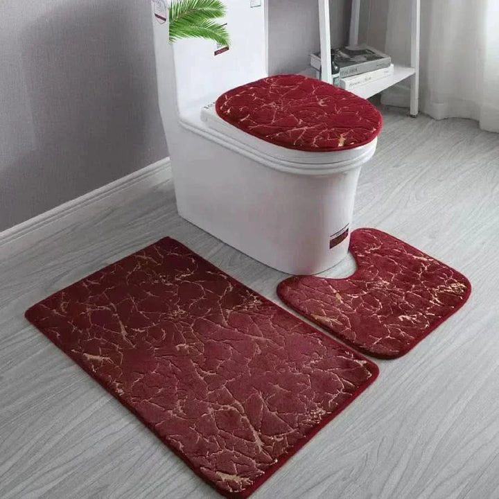 Lisslune | Gold Toilet Seat Cover and Bathroom Mat Set Non-Slip