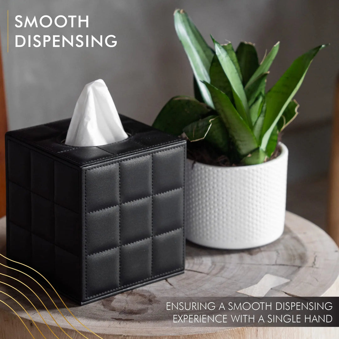 Lisslune | Modern Tissue Box Holder Square, Napkin Holder Pump Paper Case Dispenser, Facial Tissue Box Cover for Home Bathroom Office Desk