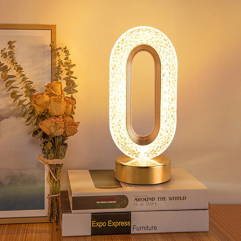 Lisslune | Crystal LED Table Lamp: Dimmable, USB Charging, Touch & Remote Control