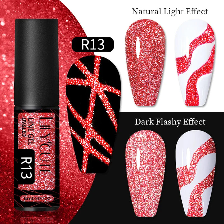 Rynx | 5ml Colorful Reflective Liner Gel Nail Polish Super Bright Painting Glitter Gel Graffiti Stripe Design Polish Manicure