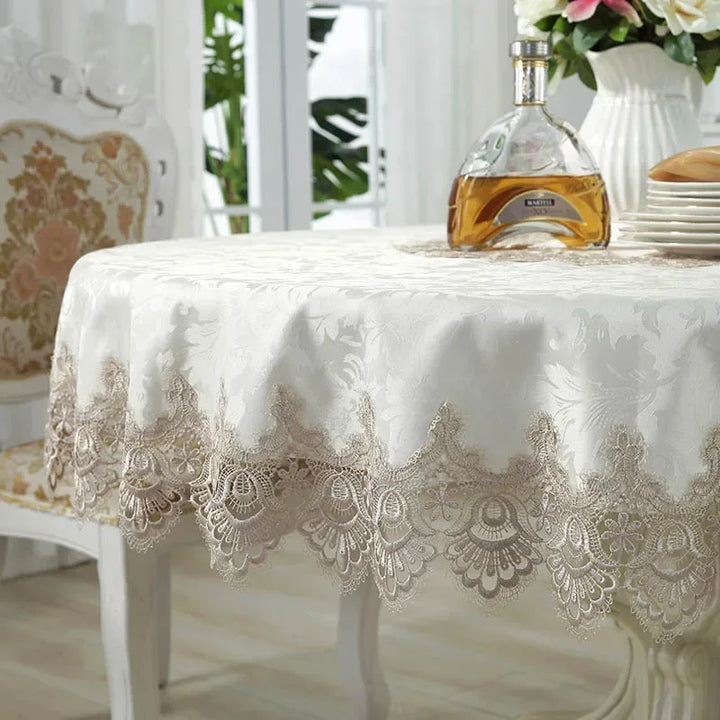 Rynx European Style Round Tablecloth, Elegant Lace Tablecloth, Dining Table Cloth, Kitchen Table Cover, Decorative Towel