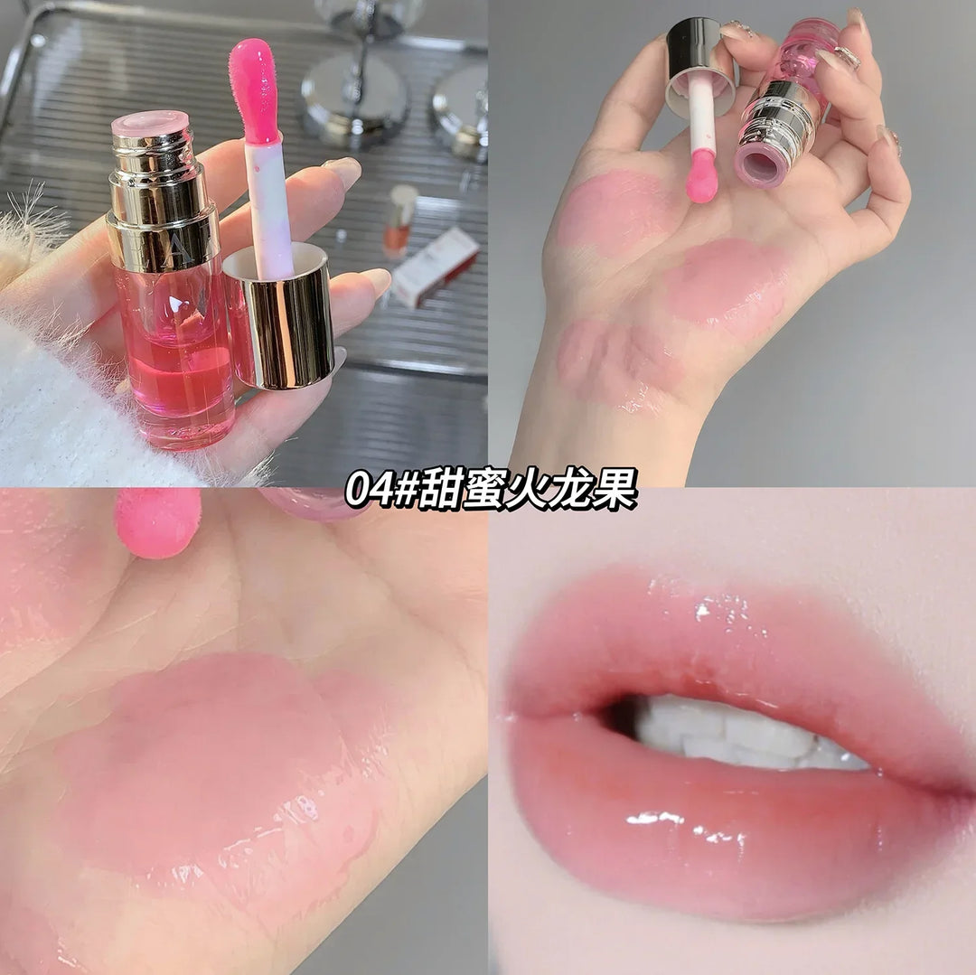 Rynx | Liquid Lipstick Mirror Jelly Tint Long-lasting Cherry Red Pink Lip Gloss 6 Colors Sexy Non-sticky Cup Lip Lacquer Korean Lip Oil Makeup