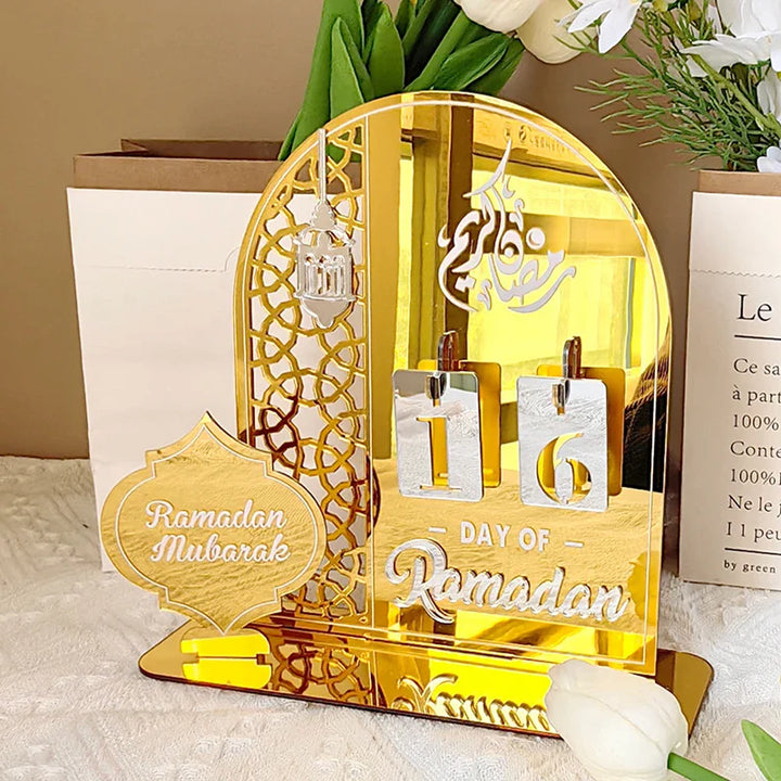 Rynx Acrylic Ramadan Countdown Calendar Gifts Day of Ramadan Calendar with Replacement Number Eid Mubarak Home Decoration Ornament