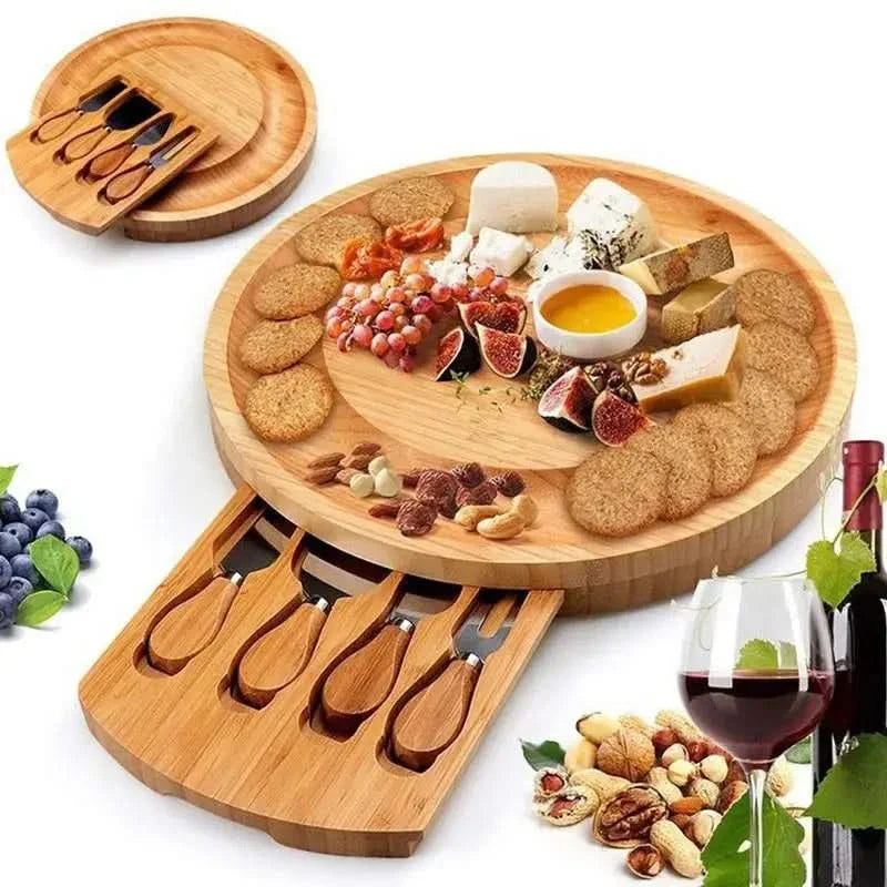 Lisslune | CheeseMate – Round Bamboo Cheese Board