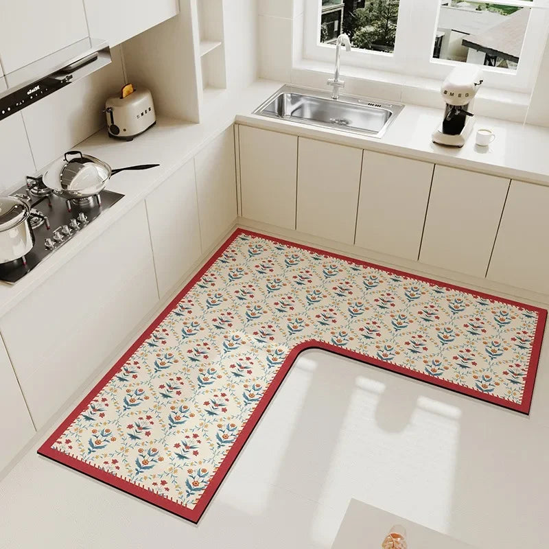 Rynx | Kitchen Rug L-Shape Floor Mat Non-Slip Mats Water Absorbent Quick Drying Kitchen Carpet