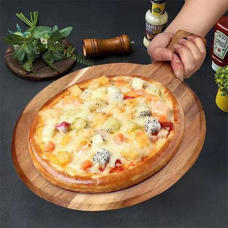 Lisslune | Acacia wood pizza shovel and serving board with handle