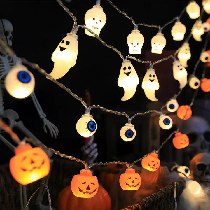 Rynx | 1.5 m 10LED Halloween String Lights Pumpkin Skull Eyes Balls Ghost Festival Party Lantern Trick or Treat Happy Halloween Day Decor