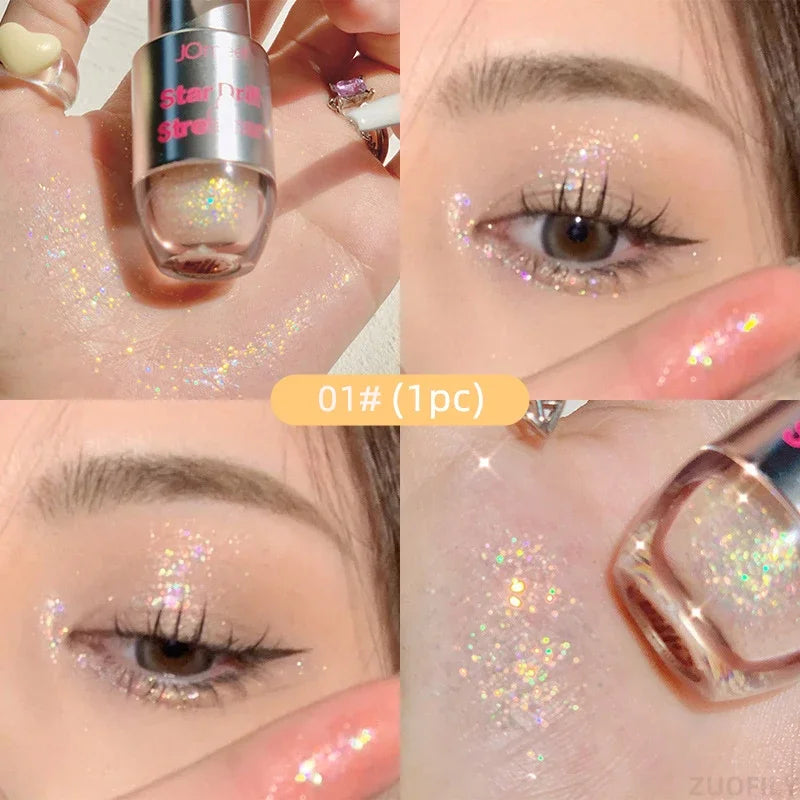Lisslune | 4pcs/1pcs Flüssiger Lidschatten Perlen Glitzer Lang anhaltend Wasserdicht Flüssiger Lidschatten Schnelltrocknender Glitzer Schimmer Augen Make-up