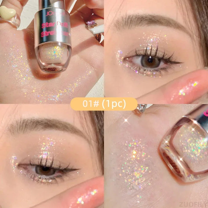 Lisslune | 4pcs/1pcs Flüssiger Lidschatten Perlen Glitzer Lang anhaltend Wasserdicht Flüssiger Lidschatten Schnelltrocknender Glitzer Schimmer Augen Make-up
