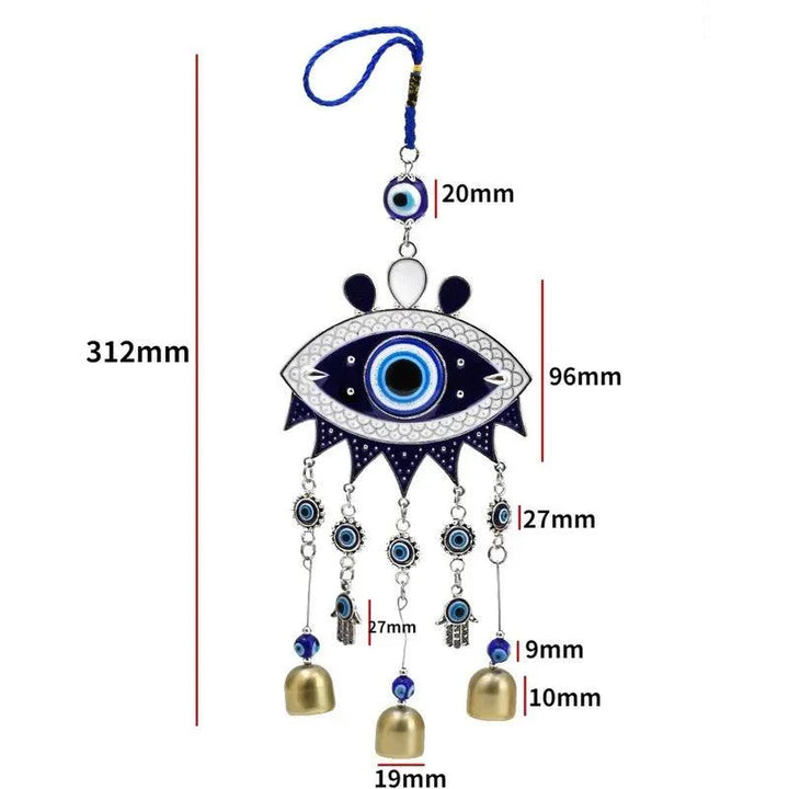 Lisslune | Turkish Blue Glass Evil Eyes Wind Chime - Handmade Protective Home Decoration