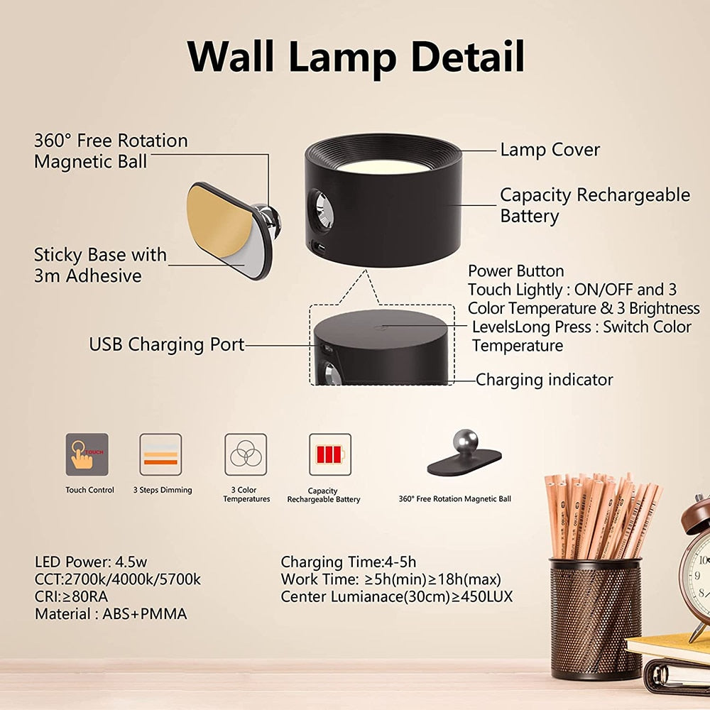 Lisslune | Eco Glow Rechargeable Wall Lamp
