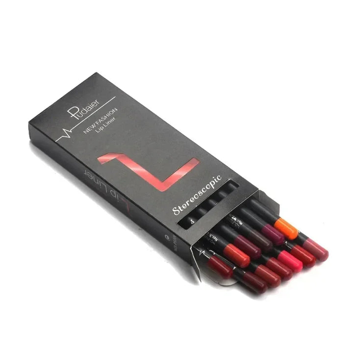 Rynx | 12 pieces/set waterproof lipstick pencil nude matte lip liner moisturizing long-lasting lip contour pencil professional makeup pencils