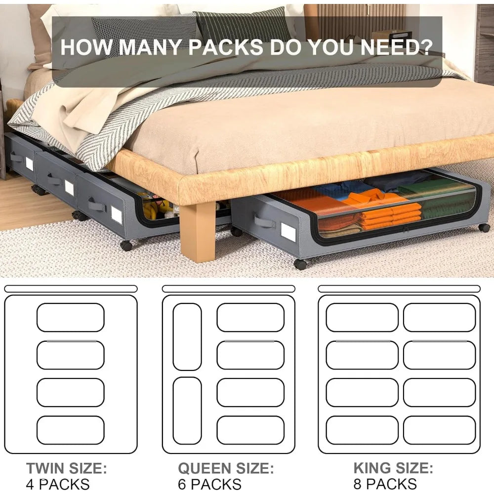 Lisslune | Under-bed storage stackable rolling box organizer