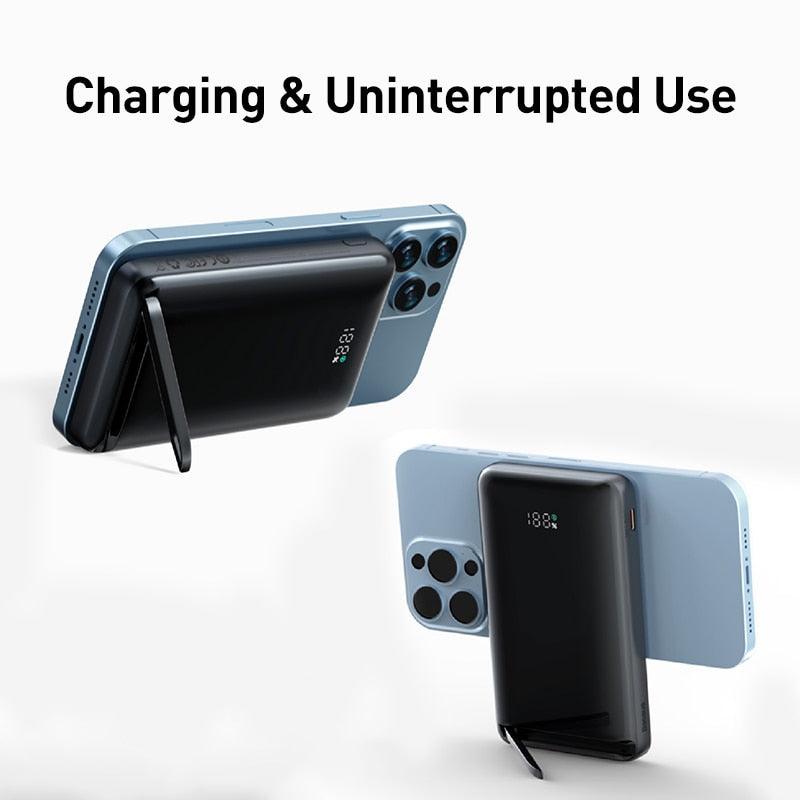 Lisslune | Mag-Safe 20W Magnetic Power Bank with 10000mAh Capacity and Adjustable Stand for Fast Charging