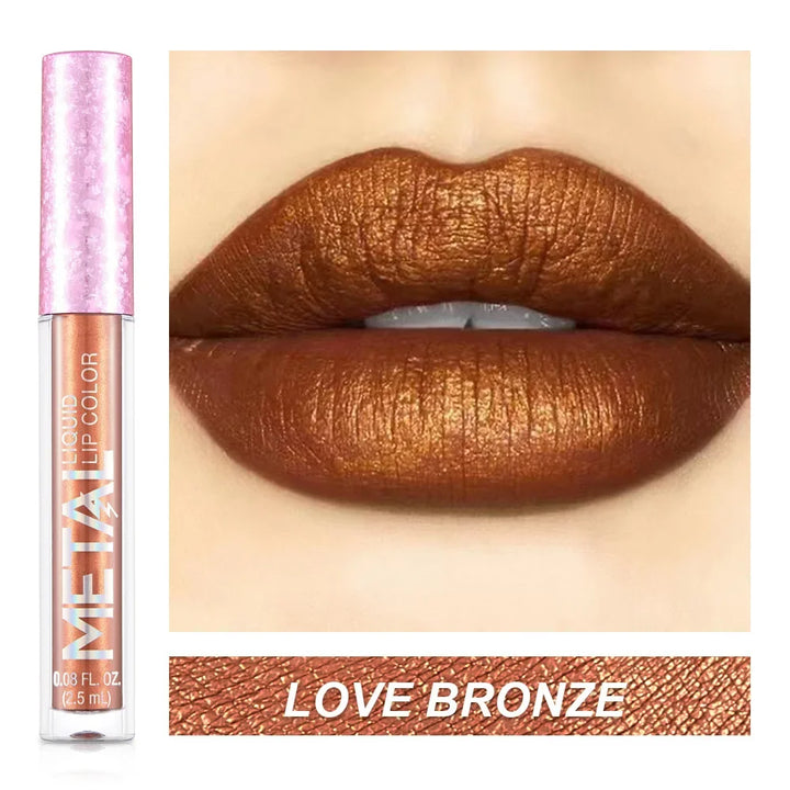 Rynx | Metallic Lip Gloss 12 Colors Glitter Matte Liquid Lipstick Waterproof Shiny Shimmering Lip Tint Long-lasting Party Festival Lip Makeup