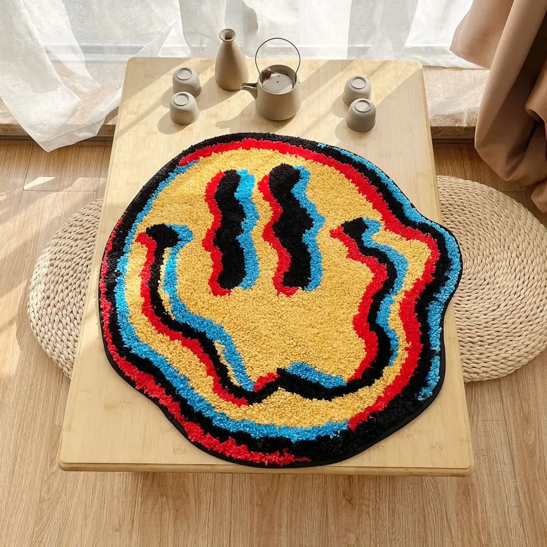 Lisslune | Round Soft Smiley Face Rug – Non-Slip Plush Carpet
