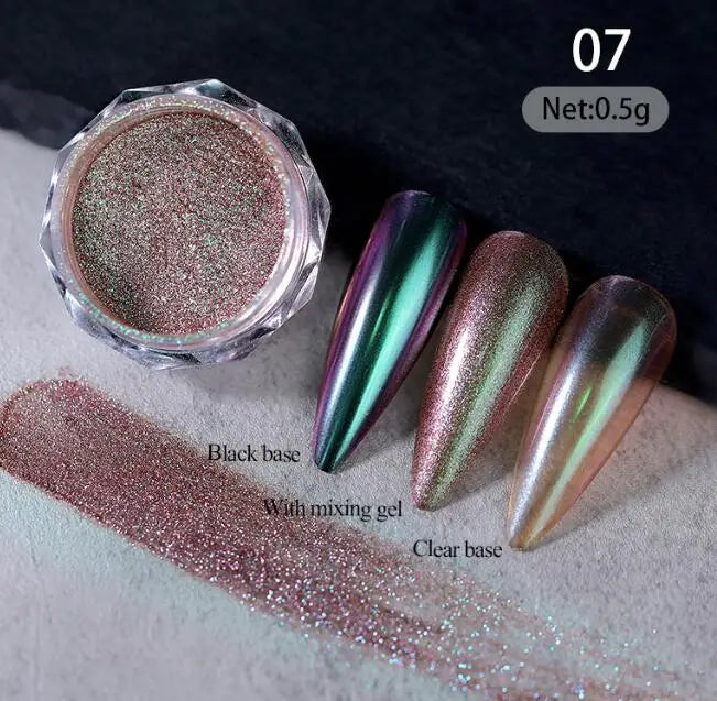 Rynx |1Jar Aurora Chameleon Snowflake Ultra-Thin Iridescent Nail Sequins Holographic Opal Eyeshadow Ice Glitter Nail Chameleon Flakes
