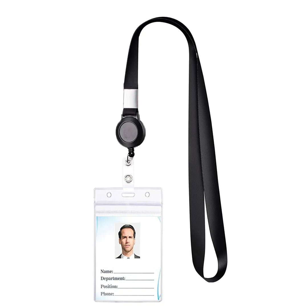 Lisslune | Retractable badge holder with card case for ID and keys