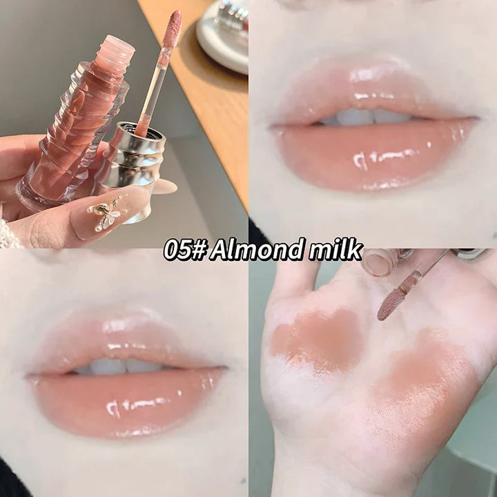 Lisslune | Wässriger, kristallklarer Jelly Lip Gloss Befeuchtet die Lippen Schimmert mit feinen Perlen Befeuchtender flüssiger Lippenstift Bringt die Lippenfarbe zum Strahlen