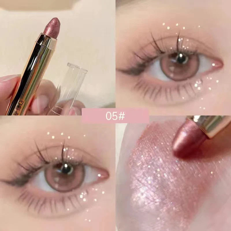 Rynx |1PC Glitter Highlighter Eyeshadow Pencil Waterproof Glitter Matte Nude Eyeshadow Pink Silk Moth Champagne Gold Eyeliner Pencil