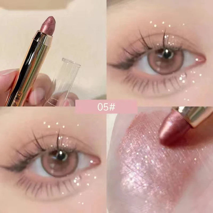 Rynx |1PC Glitter Highlighter Eyeshadow Pencil Waterproof Glitter Matte Nude Eyeshadow Pink Silk Moth Champagne Gold Eyeliner Pencil