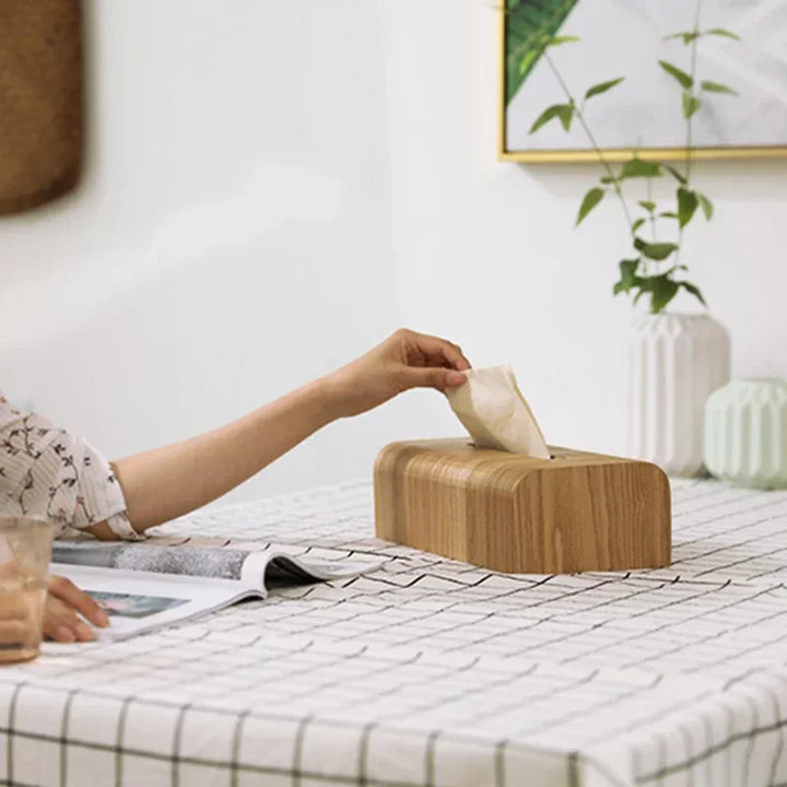 Rynx | Living Room Tissue Box Walnut Wood Tissue Holder Napkin Box Table Desk Storage Box Wood Toilet Paper Box