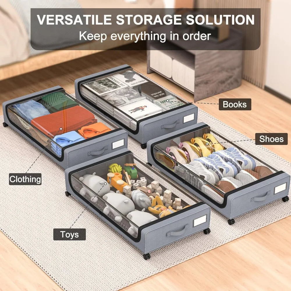 Lisslune | Under-bed storage stackable rolling box organizer