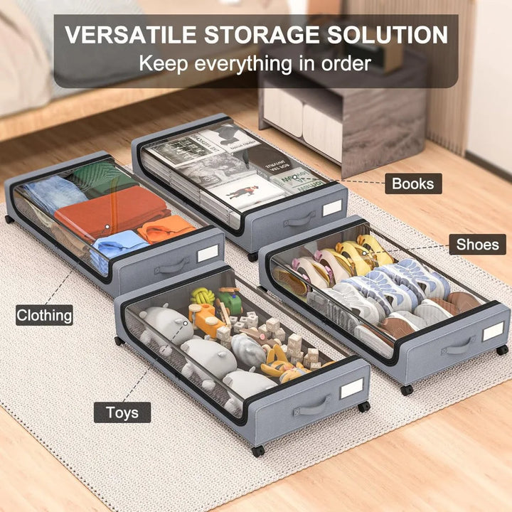 Lisslune | Under-bed storage stackable rolling box organizer